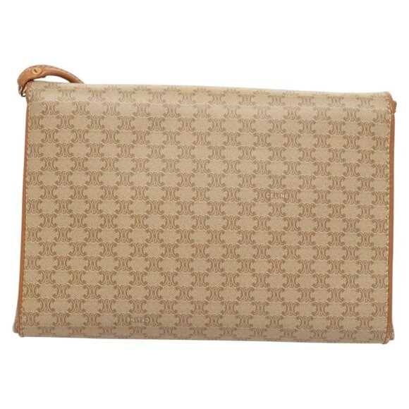 CELINE Macadam Canvas Shoulder Bag PVC Beige Gold Auth sw761 - Picture 2 of 16